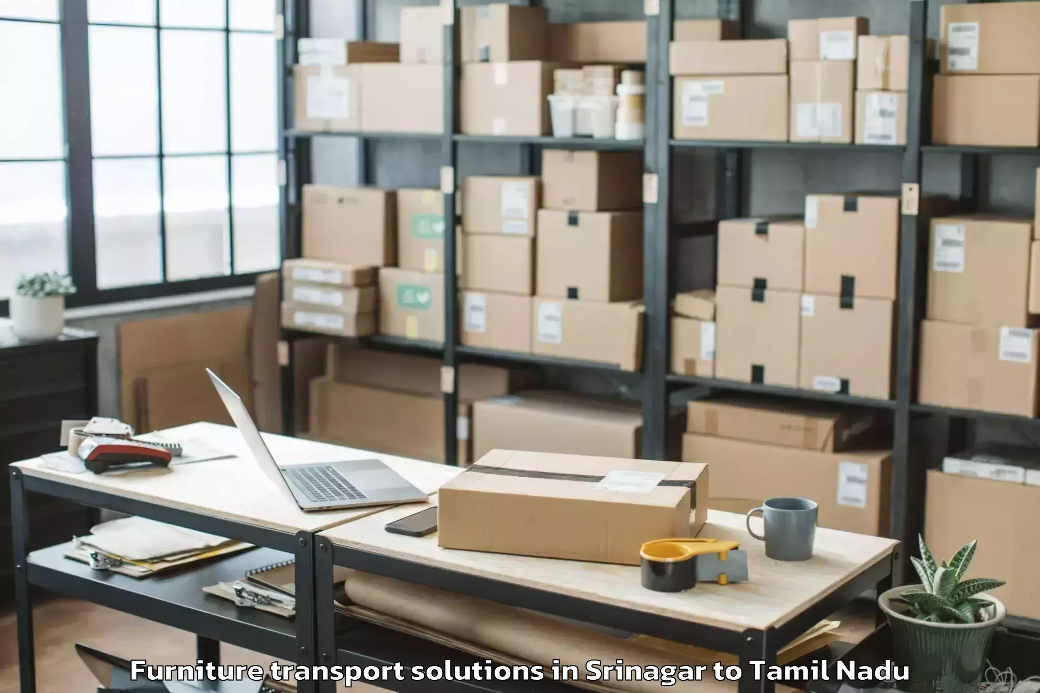 Hassle-Free Srinagar to Kamarajar Port Furniture Transport Solutions